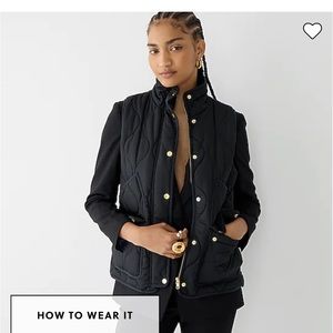 J. Crew, New quilted excursion vest, Black